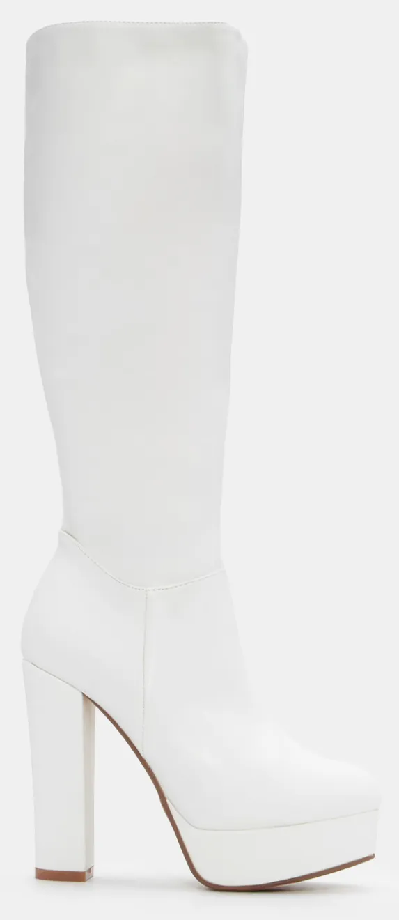 Μπότες Μονόχρωμες με Φιάπα - Λευκό