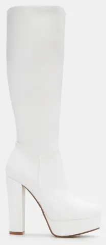 Μπότες Μονόχρωμες με Φιάπα - Λευκό