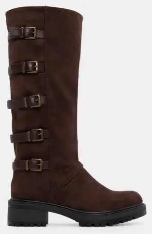 Μπότες με Διακοσμητικά Λουράκια - Καφέ Σκούρο