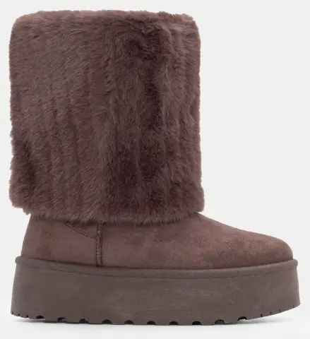 Μποτάκια Δίσολα με Εσωτερική Επένδυση Γούνας - Καφέ Σκούρο