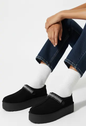 Clogs Σαμπό με Εσωτερική Επένδυση Γούνας - Μαύρο