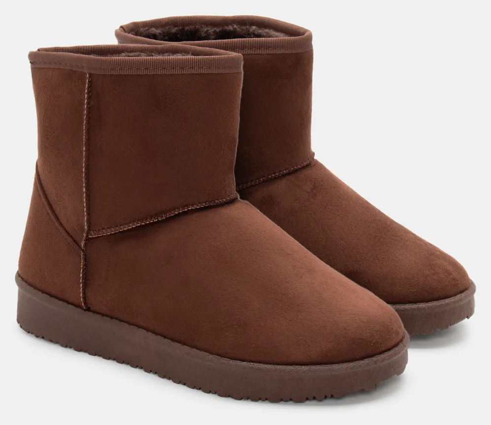 Μποτάκια με Εσωτερική Επένδυση Γούνας - Καφέ Σκούρο