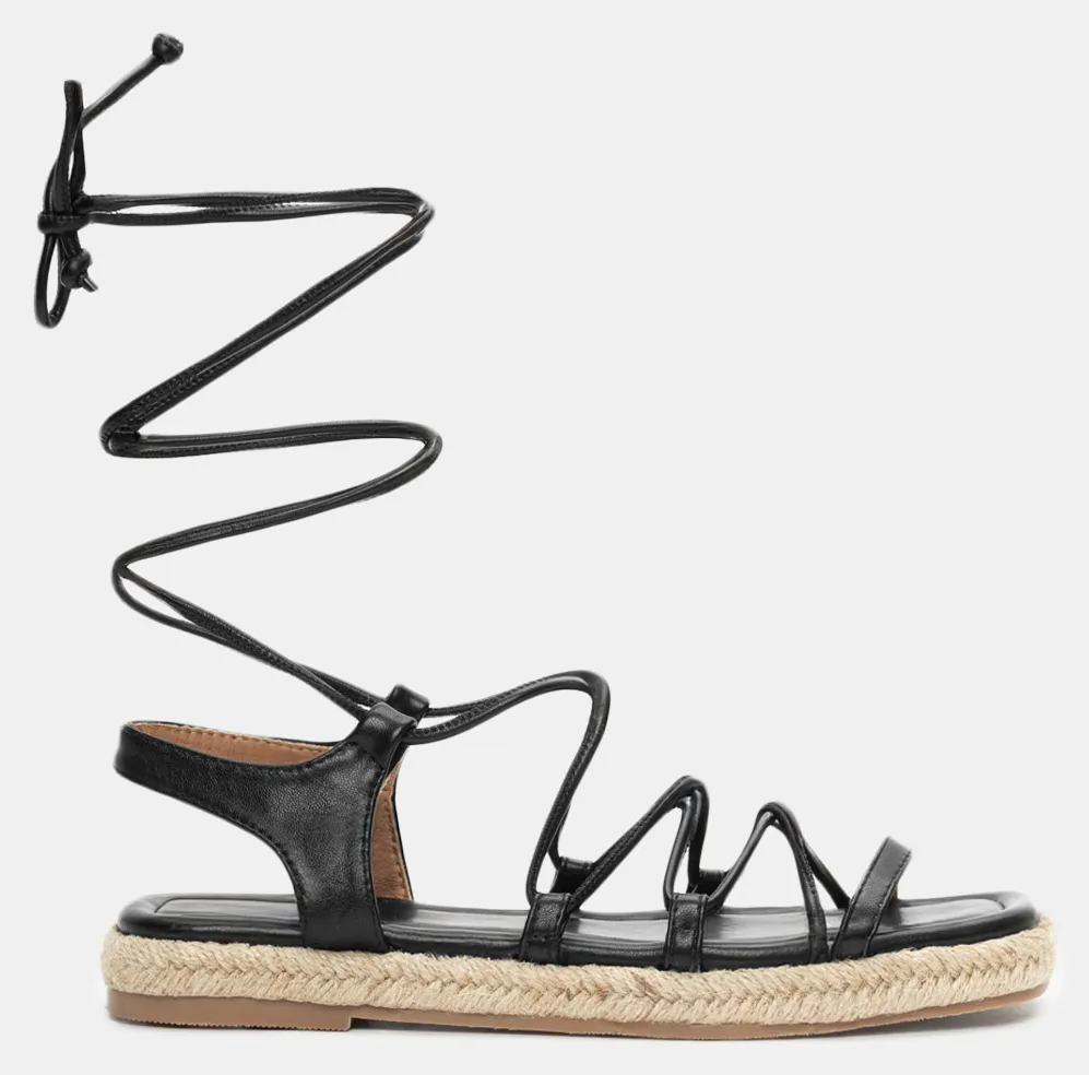 Σανδάλια Εσπαντρίγιες Lace Up - Μαύρο