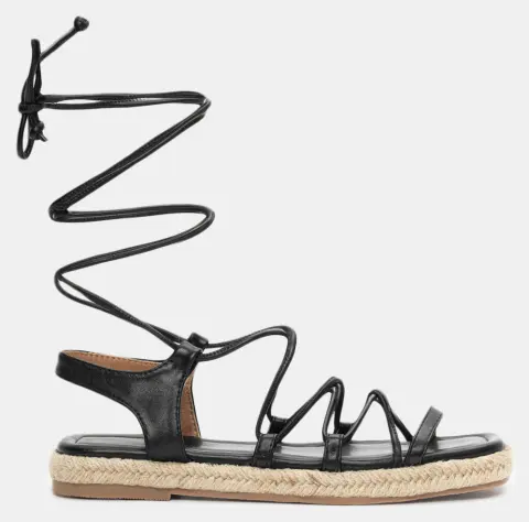 Σανδάλια Εσπαντρίγιες Lace Up - Μαύρο