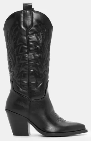 Μπότες Cowboy με Διακοσμητικές Φωτιές - Μαύρο