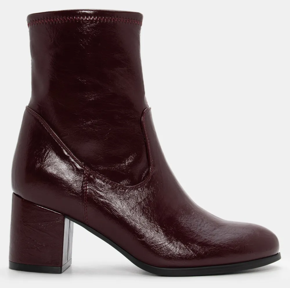 Μποτάκια Αστραγάλου με Τακούνι - Μπορντό