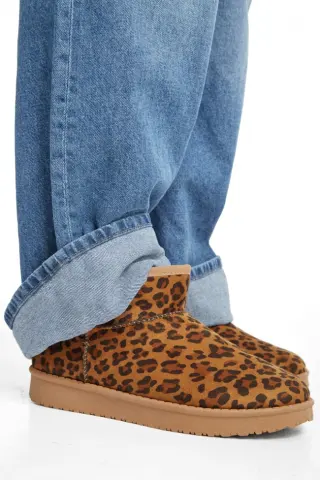 Μποτάκια με Εσωτερική Επένδυση Γούνας - Animal Print