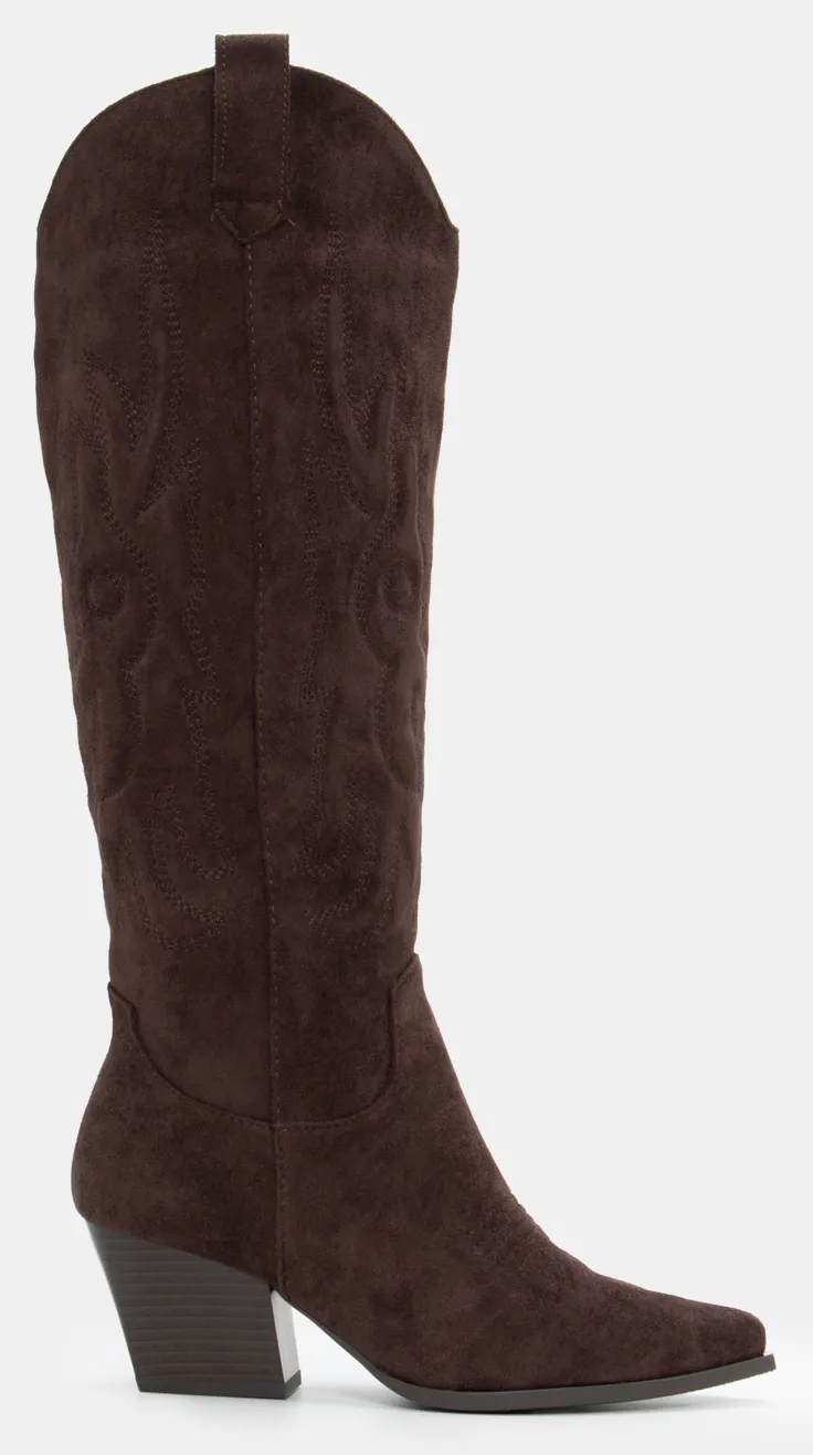 Μπότες Cowboy με Διακοσμητικές Φωτιές - Καφέ Σκούρο