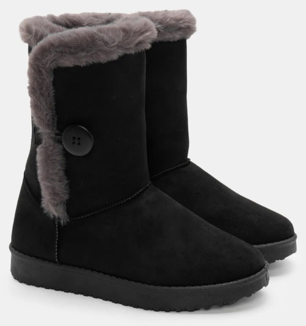 Μποτάκια με Εσωτερική Επένδυση Γούνας - Μαύρο