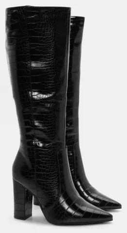 Μπότες Μυτερές Croco - Μαύρο