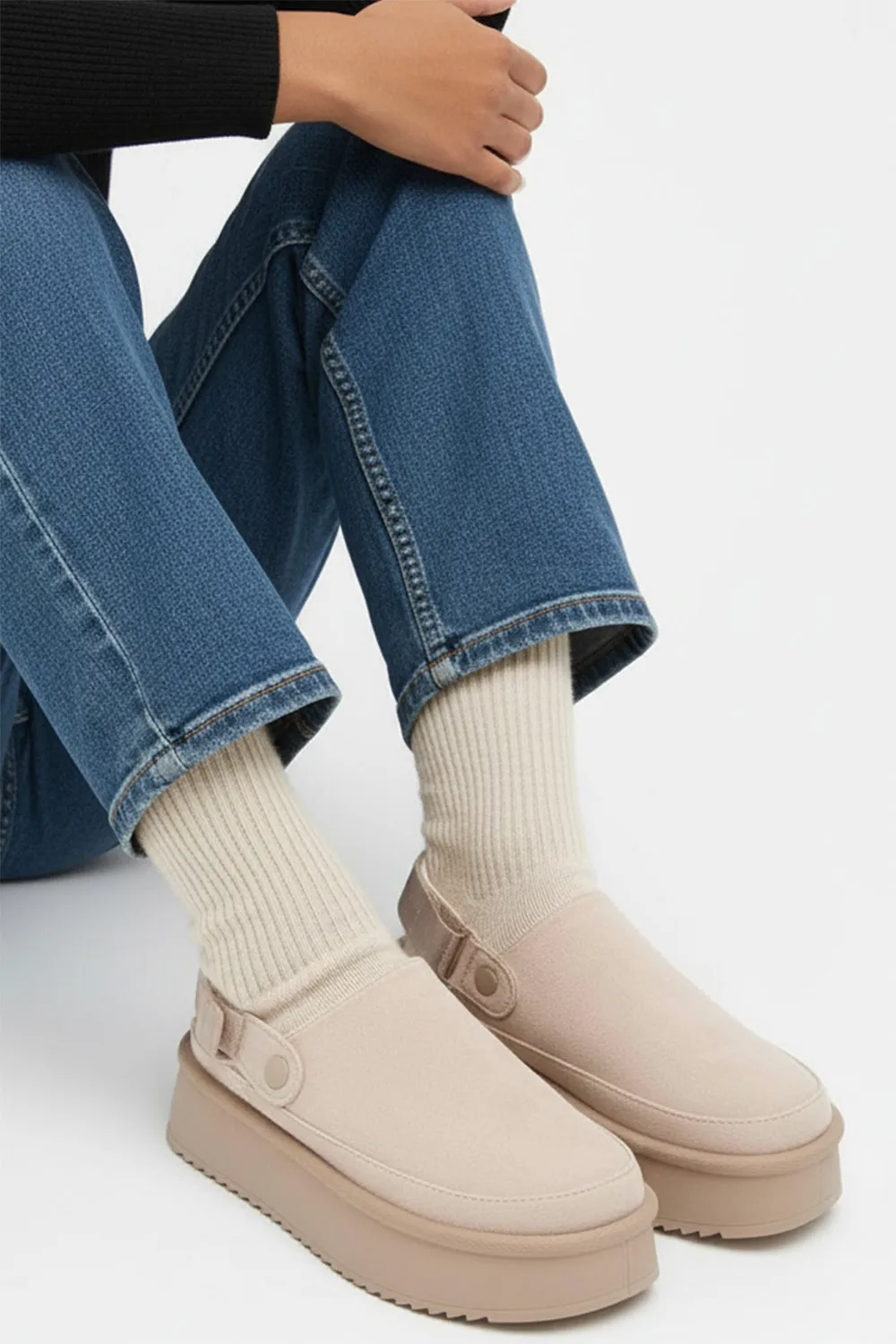 Παντόφλες Σαμπό Δίσολα με Γούνα - Μπεζ