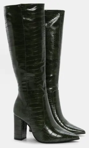 Μπότες Μυτερές Croco - Χακί