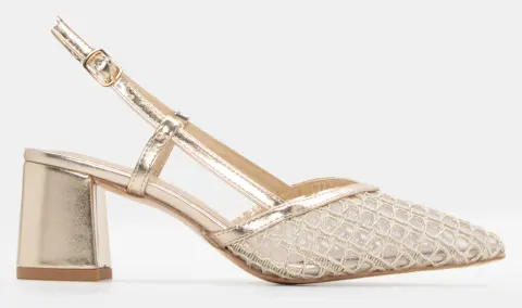 Γόβες Μυτερές με Δίχτυ & Πλεκτό Σχέδιο - Χρυσό