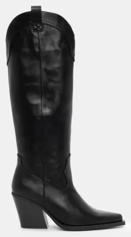 Μπότες Cowboy Μυτερές με Ραφές - Μαύρο