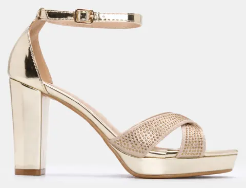 Πέδιλα με Χιαστί Λουράκια από Strass - Χρυσό