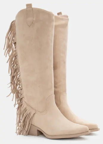 Μπότες Cowboy με Κρόσσια - Μπεζ