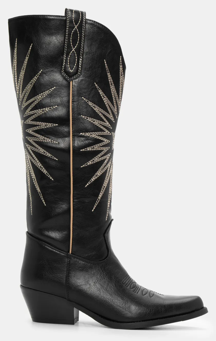 Μπότες Cowboy με Κέντημα - Μαύρο