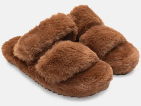 Παντόφλες Γούνινες - Καφέ Σκούρο