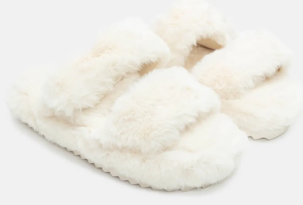 Παντόφλες Γούνινες - Μπεζ