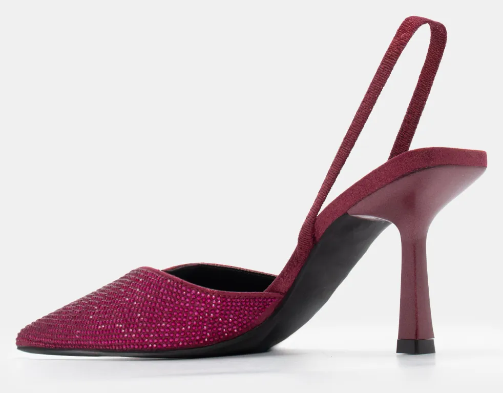 Γόβες Μυτερές με Strass & Glitter - Μπορντό