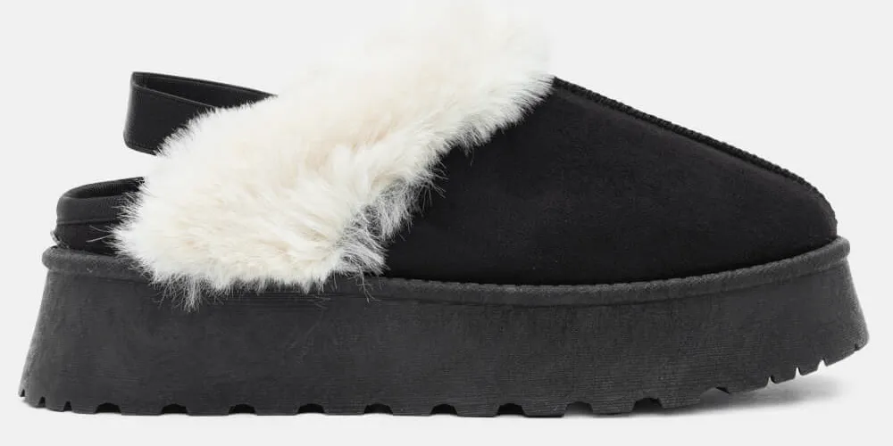 Σαμπό Δίσολα με Γούνα - Μαύρο