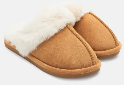 Παντόφλες με Εσωτερική Επένδυση Γούνας - Κάμελ