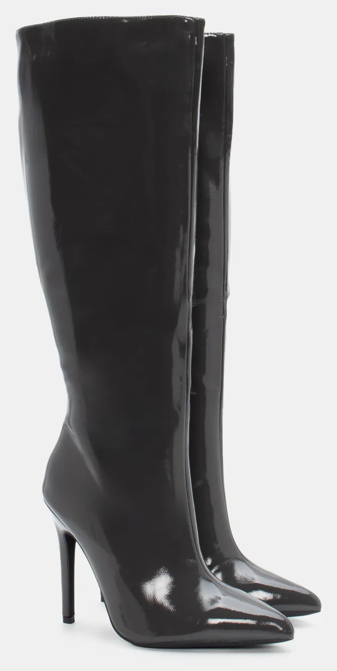 Μπότες Μονόχρωμες Μυτερές - Ανθρακί