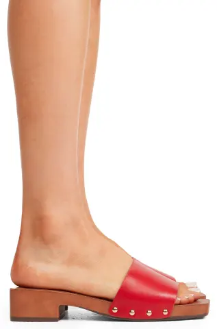 Clogs με Φαρδιά Φάσα & Τρουκς - Κόκκινο