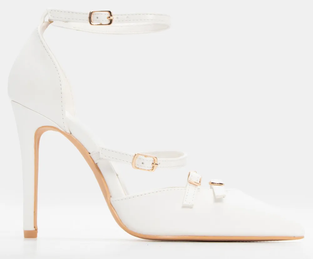 Γόβες με Λουράκια & Μπαρέτα - Λευκό