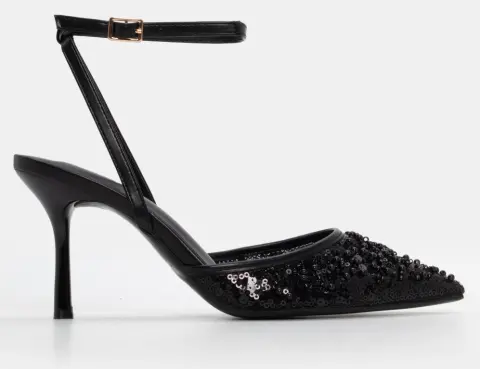 Γόβες με Παγιέτα & Χάντρες - Μαύρο