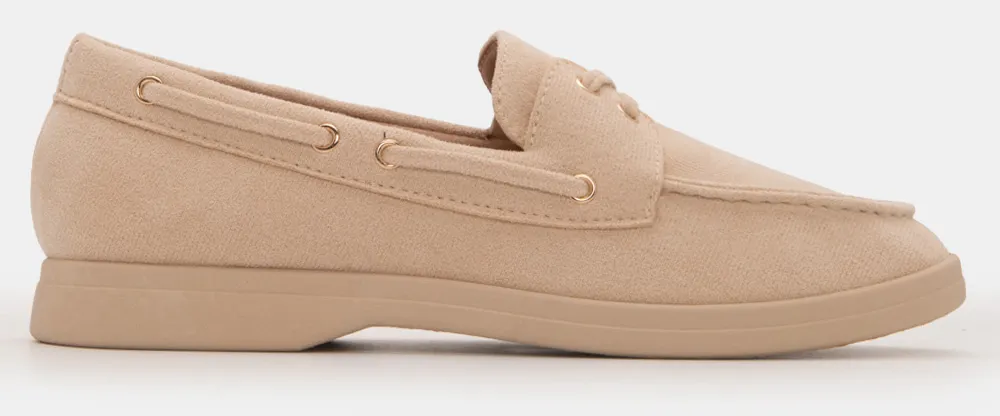 Μοκασίνια Suede Boat με Αντιολισθητική Σόλα - Μπεζ