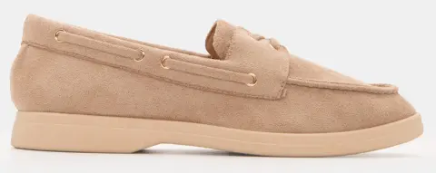 Μοκασίνια Suede Boat με Αντιολισθητική Σόλα - Μπεζ-Σκούρο