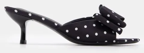 Mules Πουά με Διακοσμητικό Φιόγκο - Μαύρο