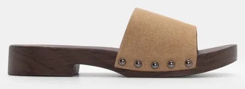 Clogs με Φαρδιά Φάσα - Μπεζ-Σκούρο