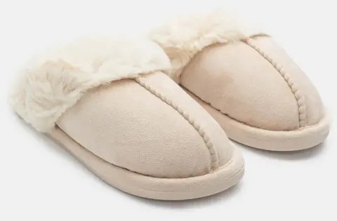 Παντόφλες με Εσωτερική Επένδυση Γούνας - Μπεζ