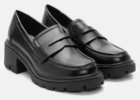 Μοκασίνια με Τρακτερωτή Σόλα - Μαύρο-Ματ