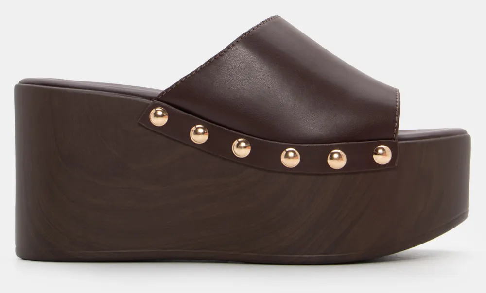 Clogs με Φαρδιά Φάσα & Τρουκς - Καφέ Σκούρο