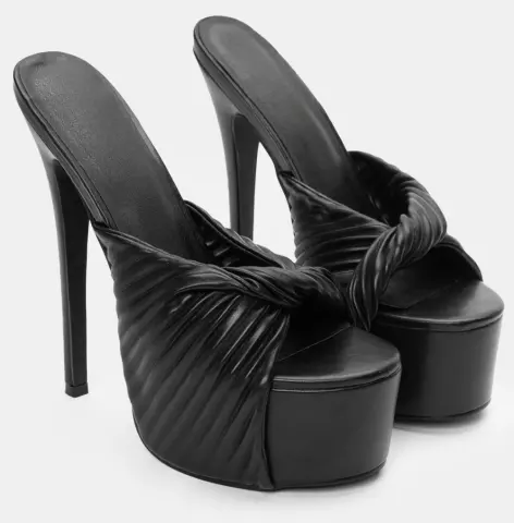 Mules με Φιάπα & Τακούνι - Μαύρο