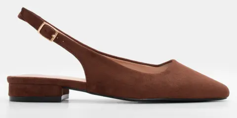 Γοβάκια Suede Slingbacks - Καφέ Σκούρο