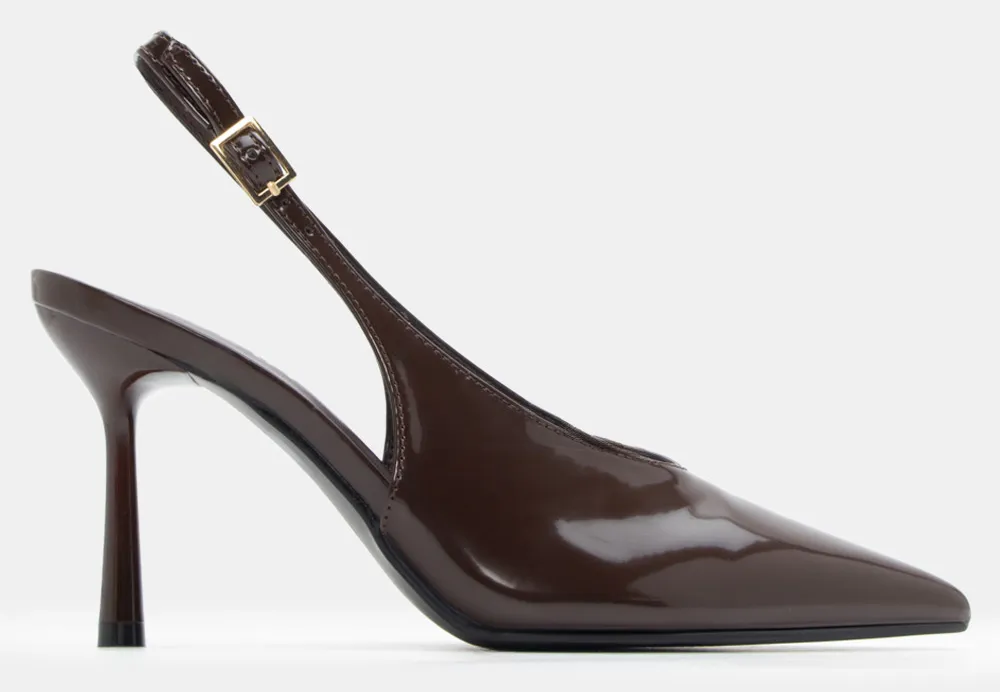 Γόβες Μυτερές Slingback - Καφέ