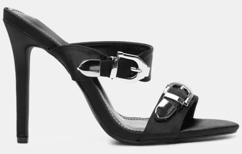 Mules με Διπλά Λουράκια & Τόκες - Μαύρο