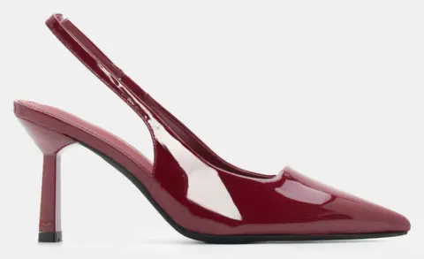 Γόβες Μυτερές Slingback - Μπορντό-Λουστρίνι