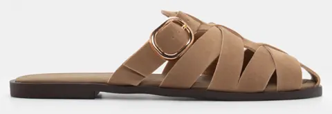 Flat Σανδάλια με Περίτεχνα Λουράκια & Τόκα - Μπεζ-Σκούρο