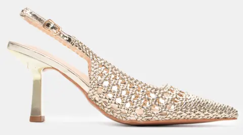 Γόβες Slingback με Πλεκτή Πλέξη - Χρυσό