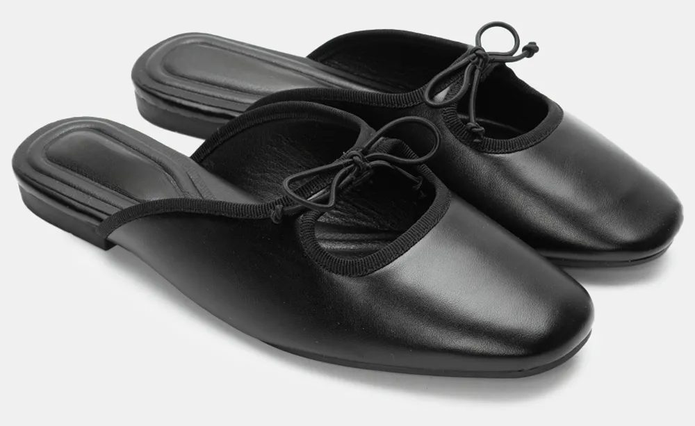 Mules με Διακοσμητικό Φιόγκο - Μαύρο