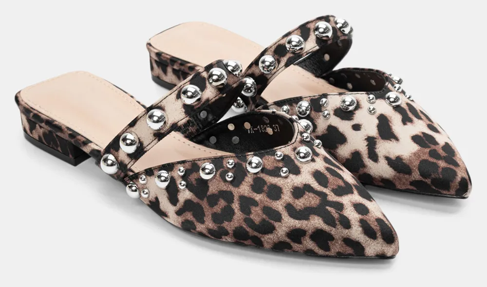 Mules Μυτερά με Τρουκς - Animal Print