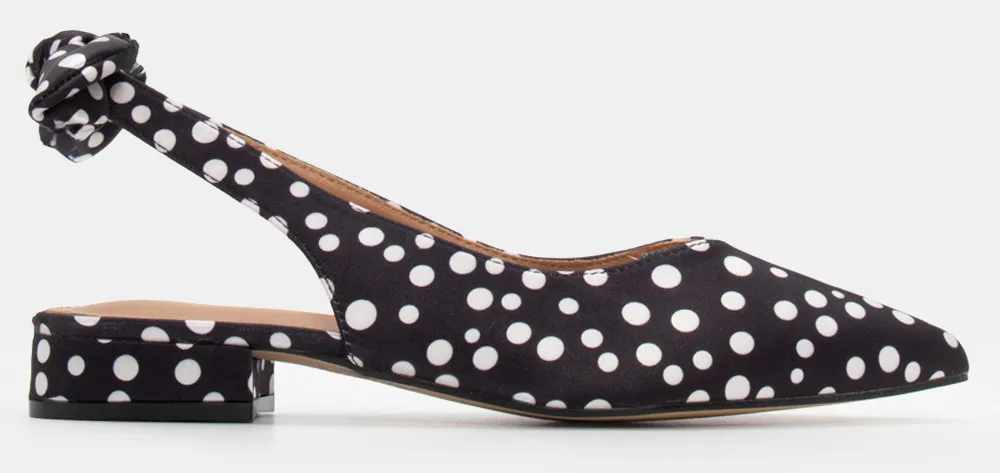 Γοβάκια Μυτερά Πουά με Διακοσμητικό Φιόγκο - Μαύρο