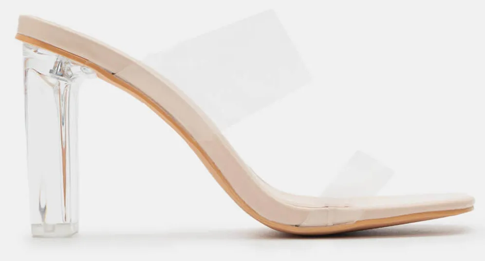 Mules με Διάφανη Φάσα & Διάφανο Τακούνι - Μπεζ