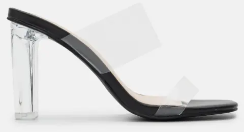 Mules με Διάφανη Φάσα & Διάφανο Τακούνι - Μαύρο