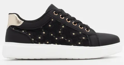 Sneakers με Διακοσμητικά Λουλούδια - Μαύρο